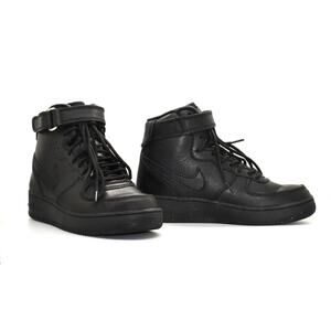 F0 Auth NIKE AIR FORCE 1 SWAT Black Leather Steel Toe Shoes 309655-001 Size 6.5